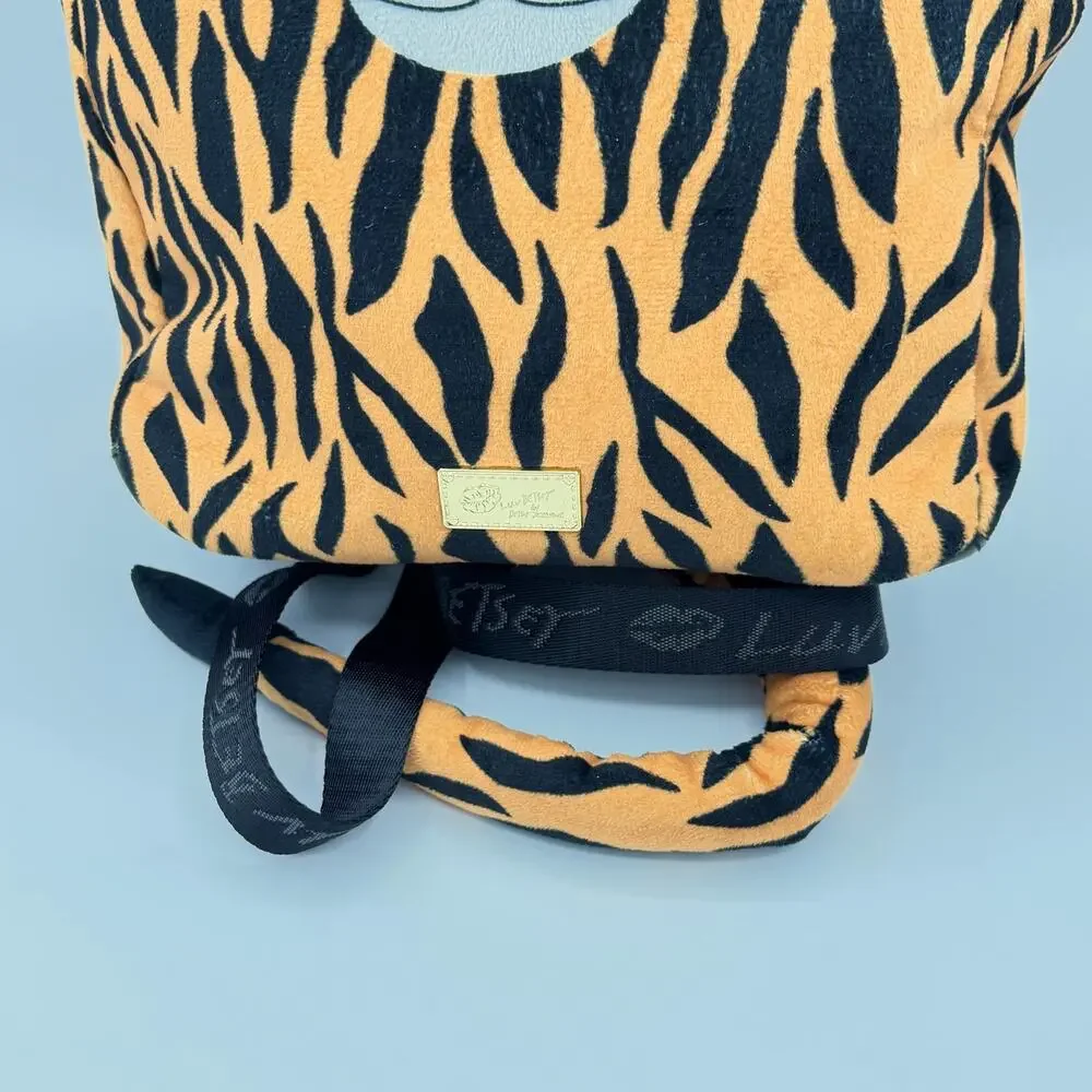 Luv Betsey Betsey Johnson Plush Tiger Face Backpack Rhinestone Ears